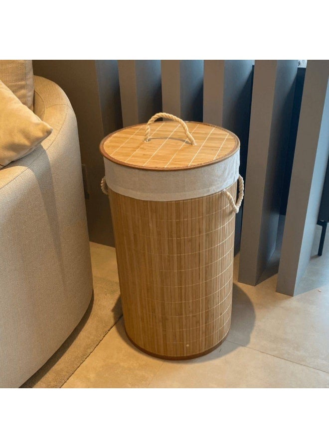 باسكت غسيل خشب بامبو مبطن ستان من الداخل متعدد الاستخدام 75 لتر مقاس 50*40سم - Image 1